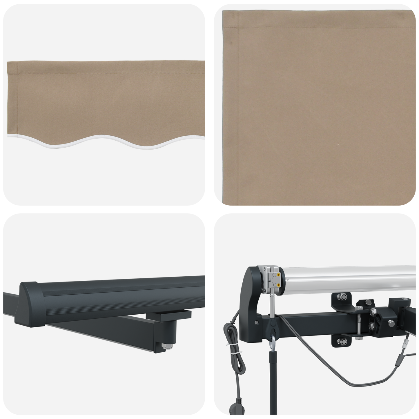 Automatisk Udtækkelig Markise med Led Beige 400x350 Cm&&markise Erstatningsstof til 4x3.5 M Ramme Beige - billede 8
