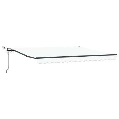 Automatisk Udtækkelig Markise med Led Hvid 400x350 Cm&&markise Erstatningsstof til 4x3.5 M Ramme Hvid - billede 2