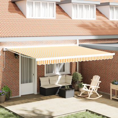 Automatisk Utrækkeligt Markise Orange og Hvid, 450x300 Cm - hovedbillede