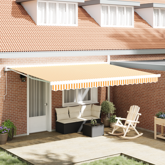 Automatisk Utrækkeligt Markise Orange og Hvid, 450x300 Cm - hovedbillede