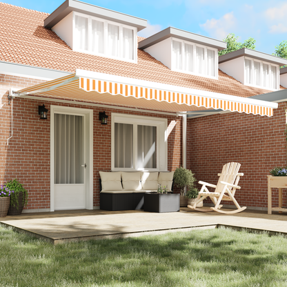 Automatisk Utrækkeligt Markise Orange og Hvid, 450x300 Cm - billede 3