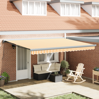 Automatisk Utrækbar Markise Orange og Hvid 450x300 Cm - hovedbillede