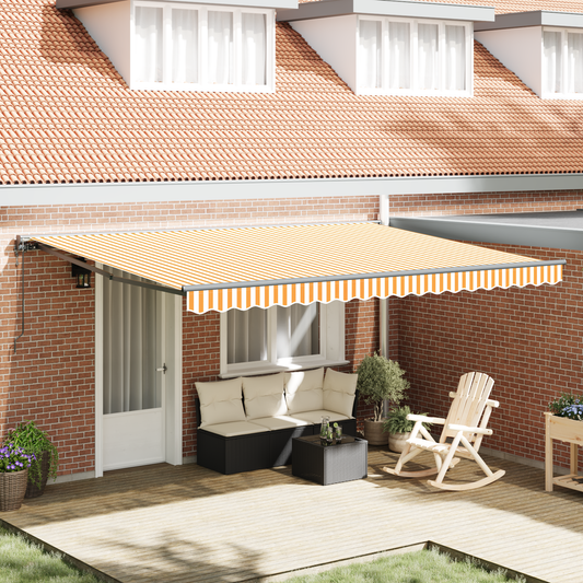 Utrækkelig Markise Orange og Hvid 450x300 Cm - hovedbillede