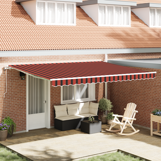 Automatisk Utrækbar Markise i Orange og Brun 450 X 300 Cm - hovedbillede