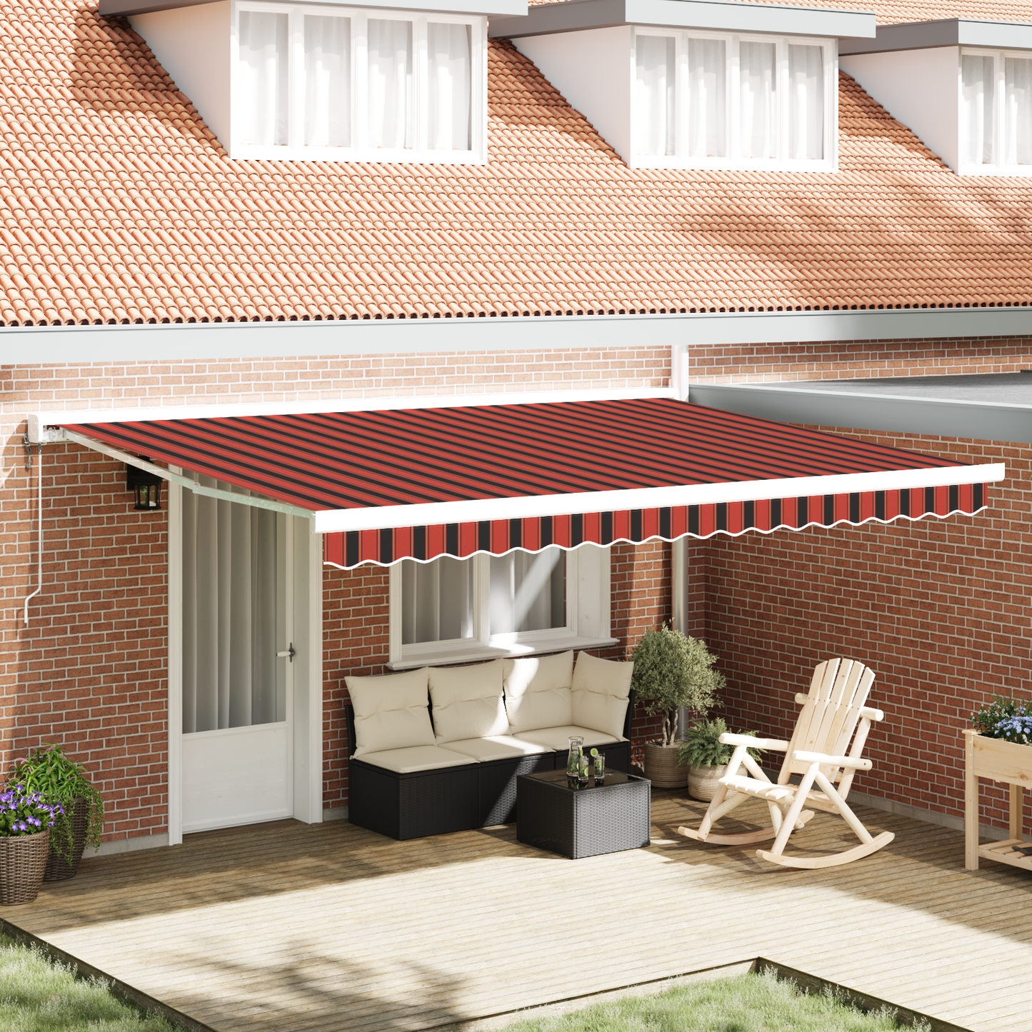 Automatisk Utrulbar Markise i Orange og Brun 450 X 300 Cm - hovedbillede