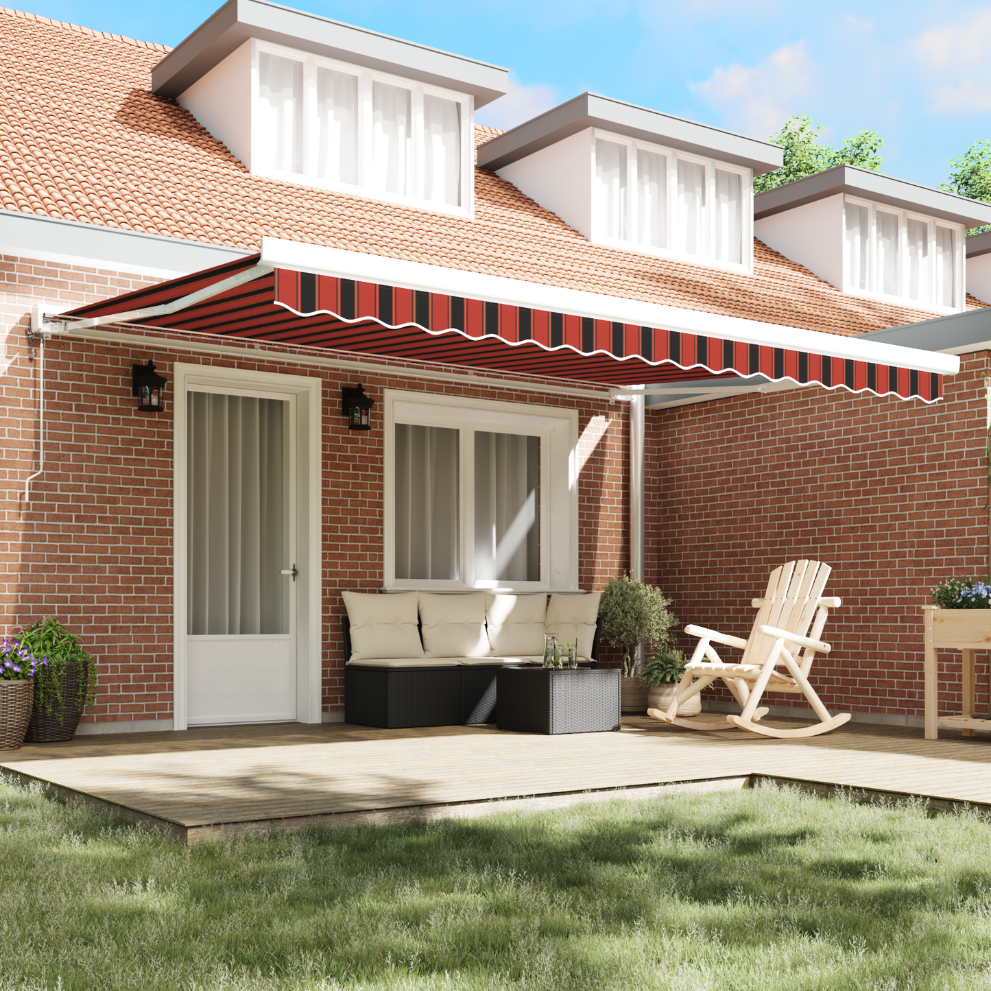 Automatisk Utrulbar Markise i Orange og Brun 450 X 300 Cm - billede 3