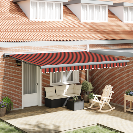 Automatisk Utrækkelig Markise i Orange og Brun - 450 X 300 Cm - hovedbillede
