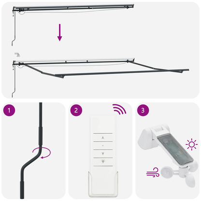 Automatisk Udtækkelig Markise med Led Multifarvet Stripe 450x300 Cm - billede 11