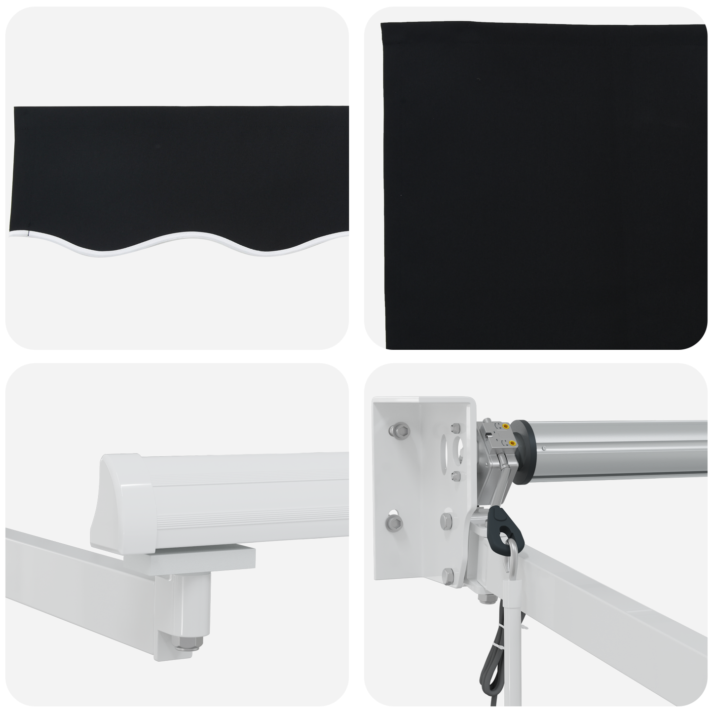 Automatisk Sammenrullelig Markise Sort 450x300 Cm&&markise Erstatningsstof til 4,5x3 M Ramme Sort - billede 8