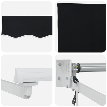 Automatisk Sammenrullelig Markise Sort 450x300 Cm&&markise Erstatningsstof til 4,5x3 M Ramme Sort - billede 8