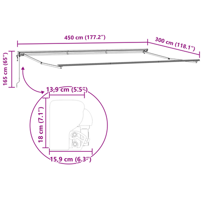 Elektrisk Utrækkelig Markise i Sort, 450 X 300 Cm - billede 12