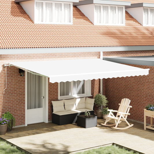 Automatisk Utrækbar Markise Hvid 450 X 300 Cm - hovedbillede