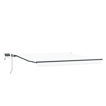 Manuel Udtækkelig Markise med Led Hvid 450x300 Cm&&markiseudskiftningstof til 4.5x3 M Ramme Hvid - billede 4