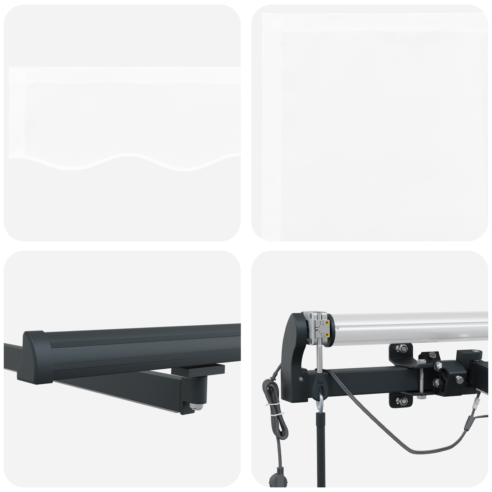 Automatisk Udtækkelig Markise med Led Hvid 450x300 Cm&&markise Udskiftningsstof til 4.5x3 M Ramme Hvid - billede 8