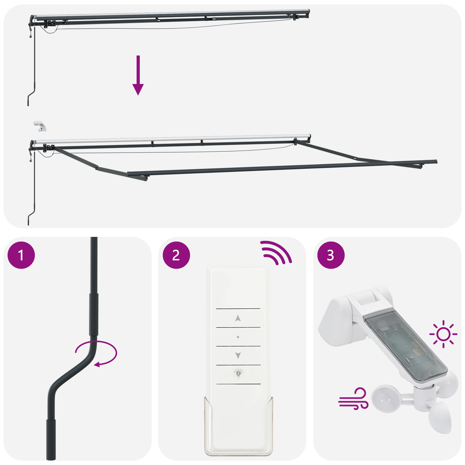 Automatisk Udtækkelig Markise med Led Hvid 450x300 Cm&&markise Udskiftningsstof til 4.5x3 M Ramme Hvid - billede 11
