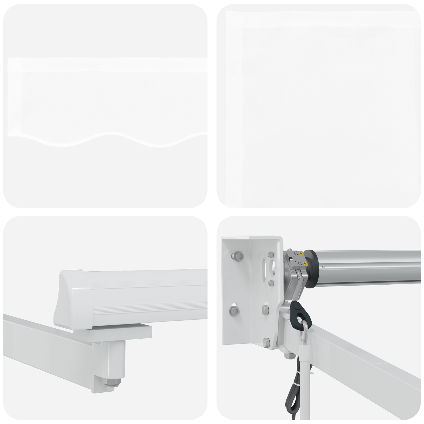 Automatisk Udtækkelig Markise Hvid 450x300 Cm&&markise Erstatningsstof til 4.5x3 M Ramme Hvid - billede 8