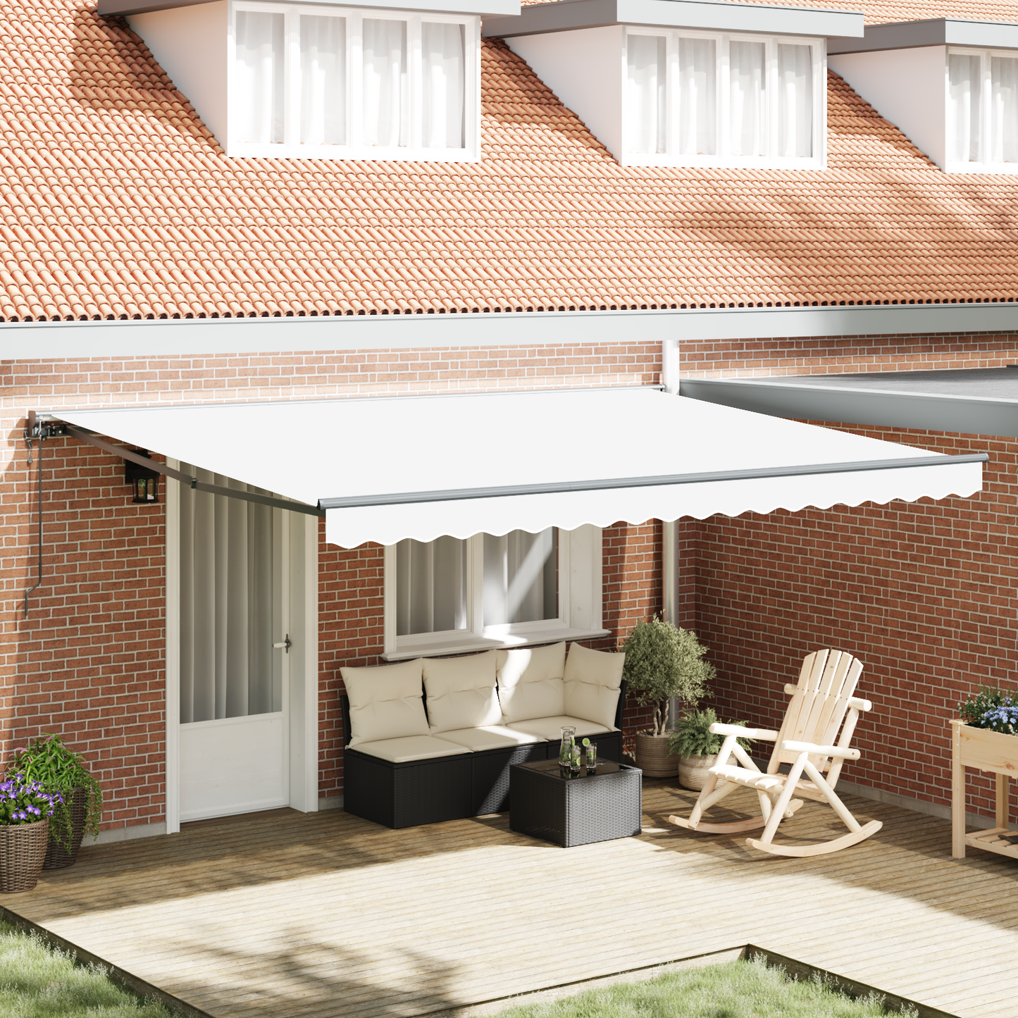 Utrækkelig Markise Hvid 450x300 Cm Polyesterstof - hovedbillede