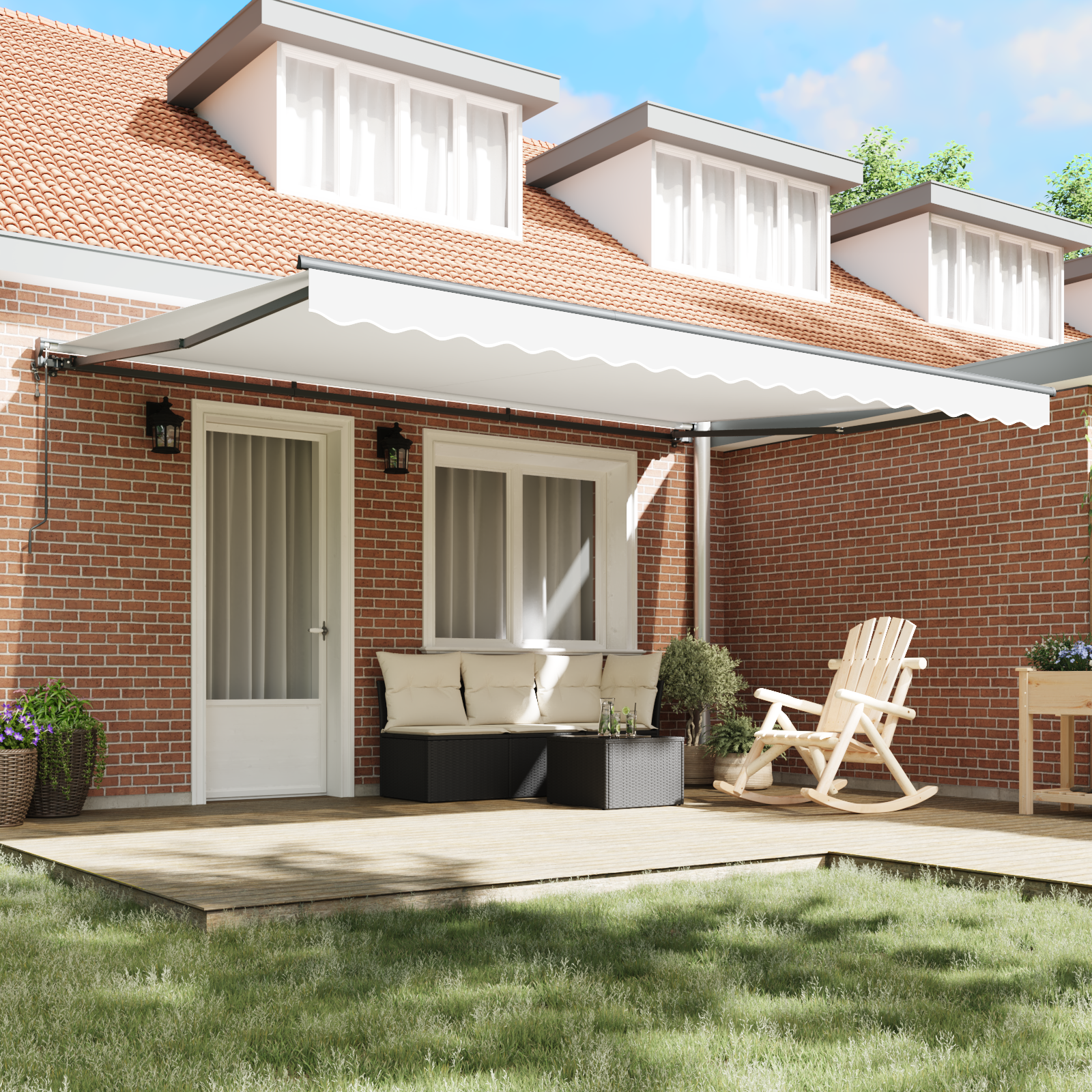 Utrækkelig Markise Hvid 450x300 Cm Polyesterstof - billede 3