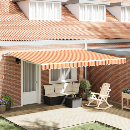 Automatisk Utrækkelig Markise i Gul og Orange, 450 X 350 Cm - hovedbillede
