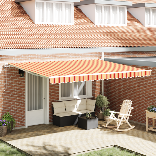 Automatisk Utrækkelig Markise i Gul og Orange, 450 X 350 Cm - hovedbillede