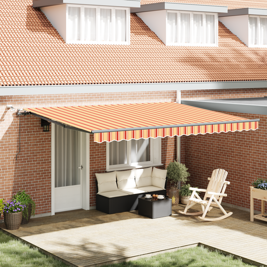 Automatisk Udtækkelig Markise med Led Gul og Orange 450x350 Cm - hovedbillede