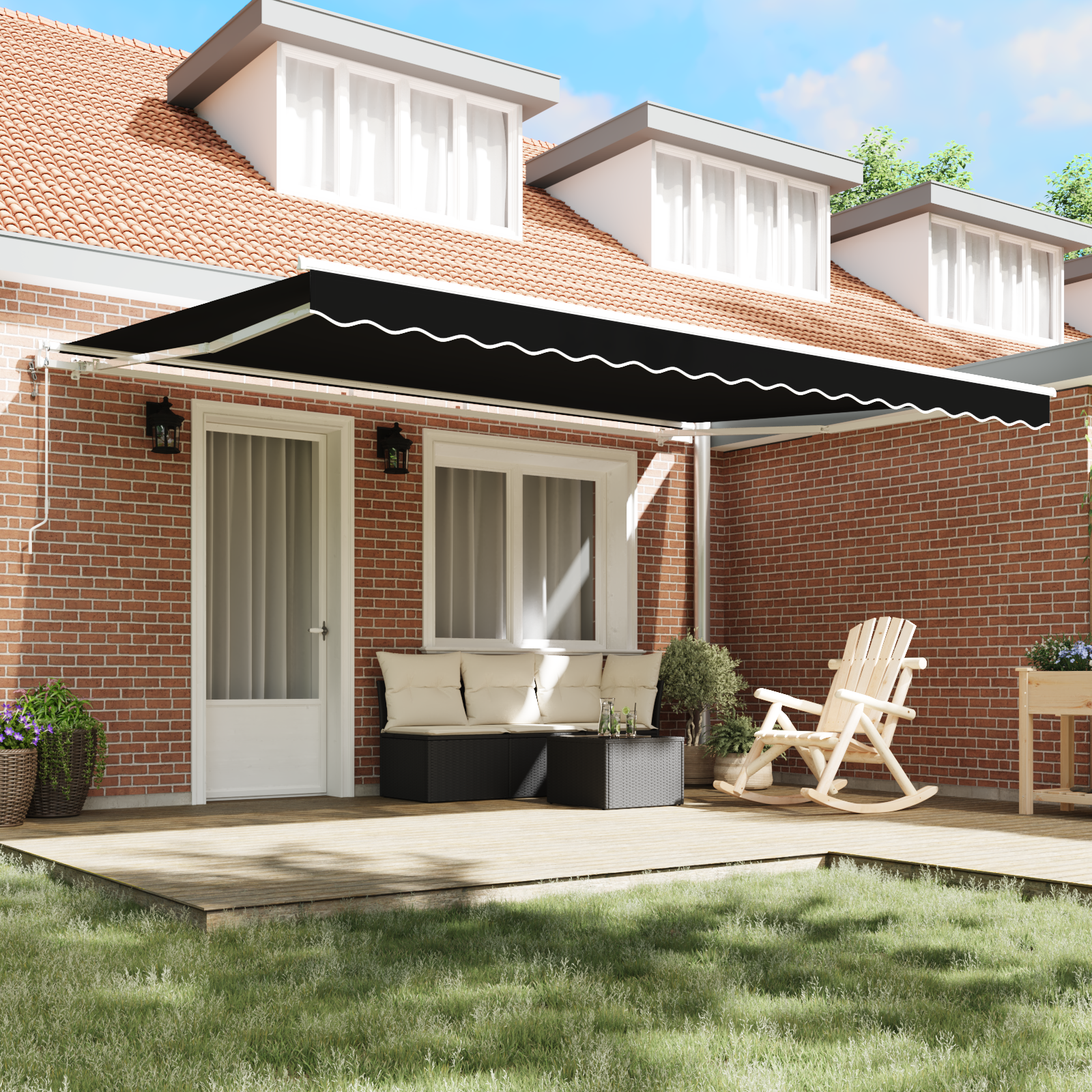 Automatisk Utrækbar Markise Sort 450 X 350 Cm - billede 3