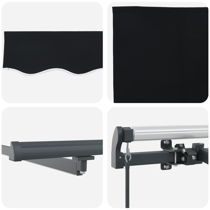 Manuel Udtækkelig Markise med Led Sort 450x350 Cm&&markise Erstatningsstof til 4.5x3.5 M Ramme Sort - billede 8