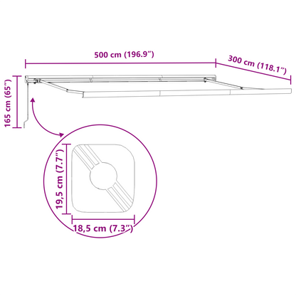 Manuel Udtækkelig Markise Blå og Hvid 500x300 Cm - billede 11