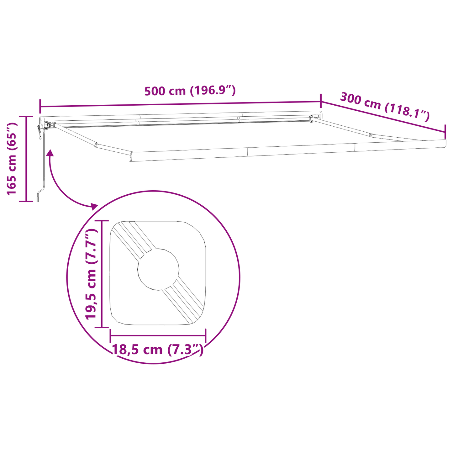 Selvudfoldende Markise Blå og Hvid 500x300 Cm - billede 12