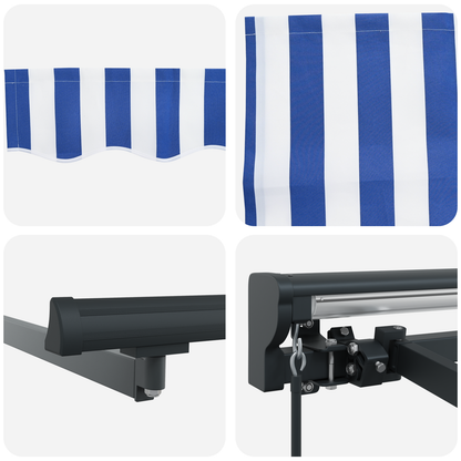 Utrækkelig Markise Blå og Hvid 500x300 Cm - billede 8