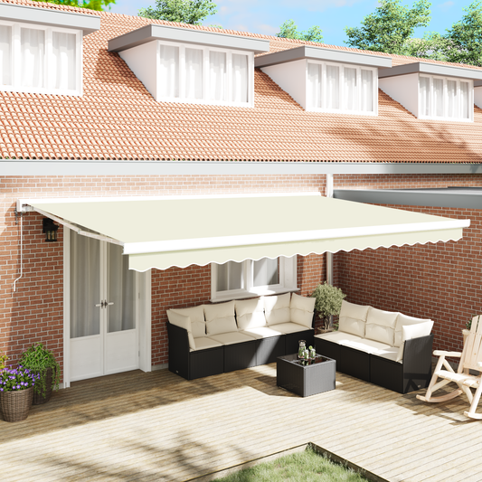 Automatisk Utrækkelig Markise Creme 500x300 Cm - hovedbillede
