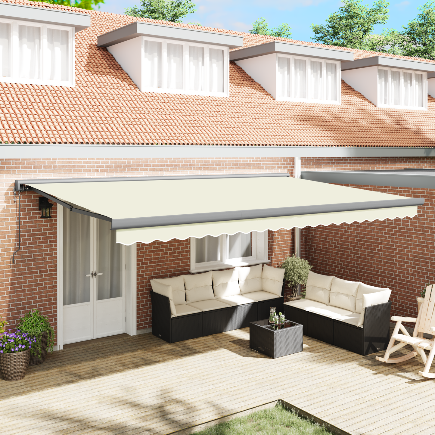 Automatisk Utrækkelig Markise i Creme 500x300 Cm - hovedbillede