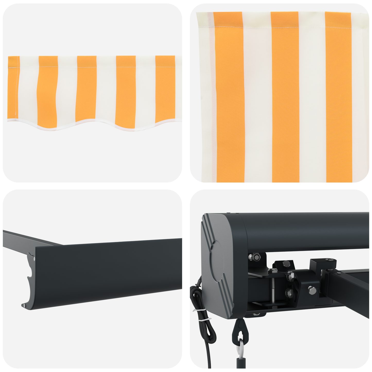 Automatisk Utrækbar Markise - Orange og Hvid, 500x300 Cm - billede 8