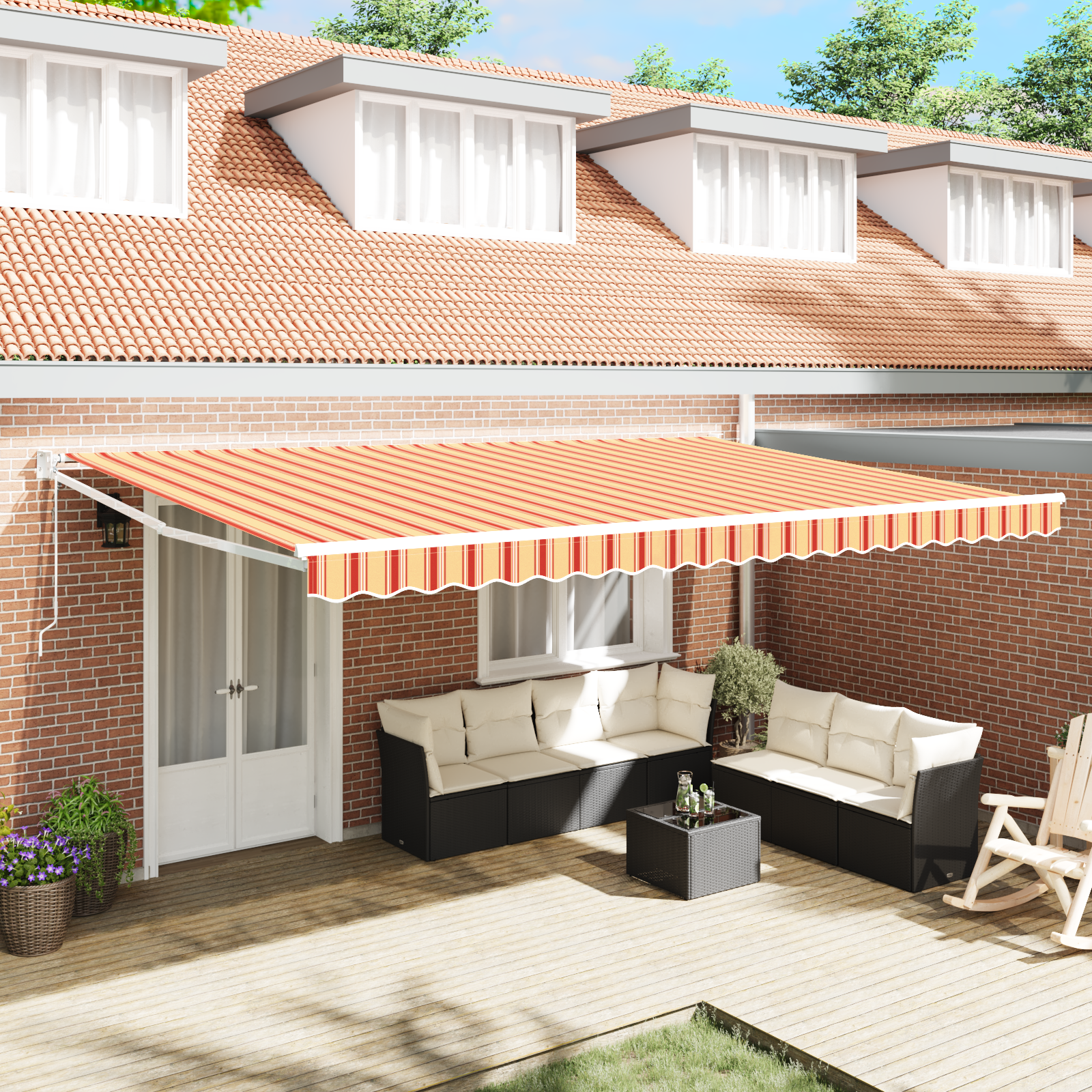 Automatisk Udtækkelig Markise Gul og Orange 500x300 Cm - hovedbillede