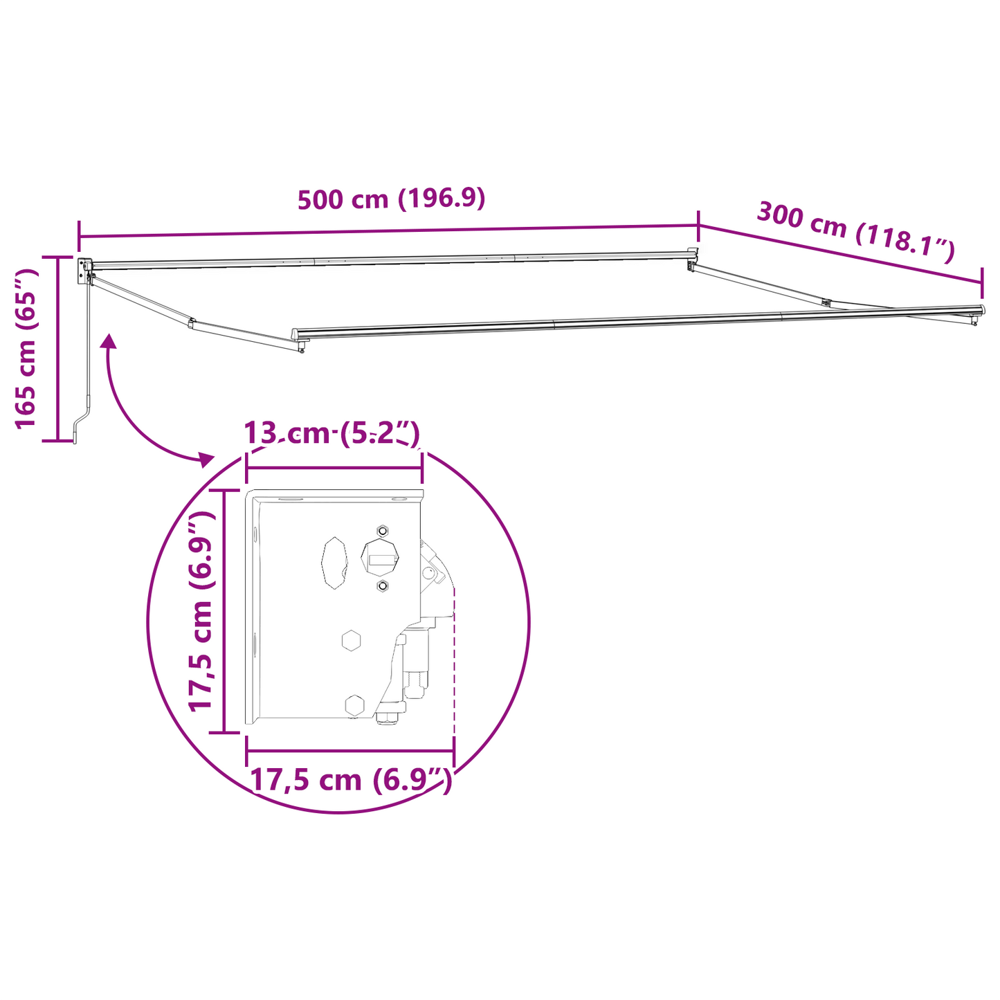 Utrækkelig Markise Flerfarvet 500x300 Cm Stof - billede 11