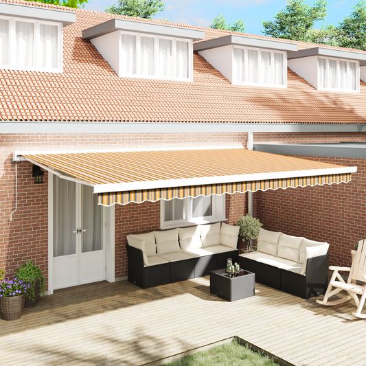 Automatisk Utrækkelig Markise i Multifarvet Stribe 500x300 Cm - hovedbillede