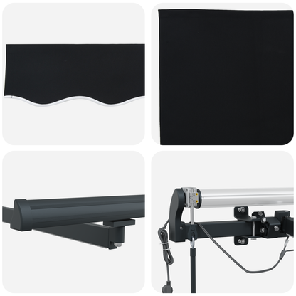Automatisk Udrulningsmarkise med Led Sort 500x300 Cm&&markise Erstatningsstof til 5x3 M Ramme Sort - billede 8