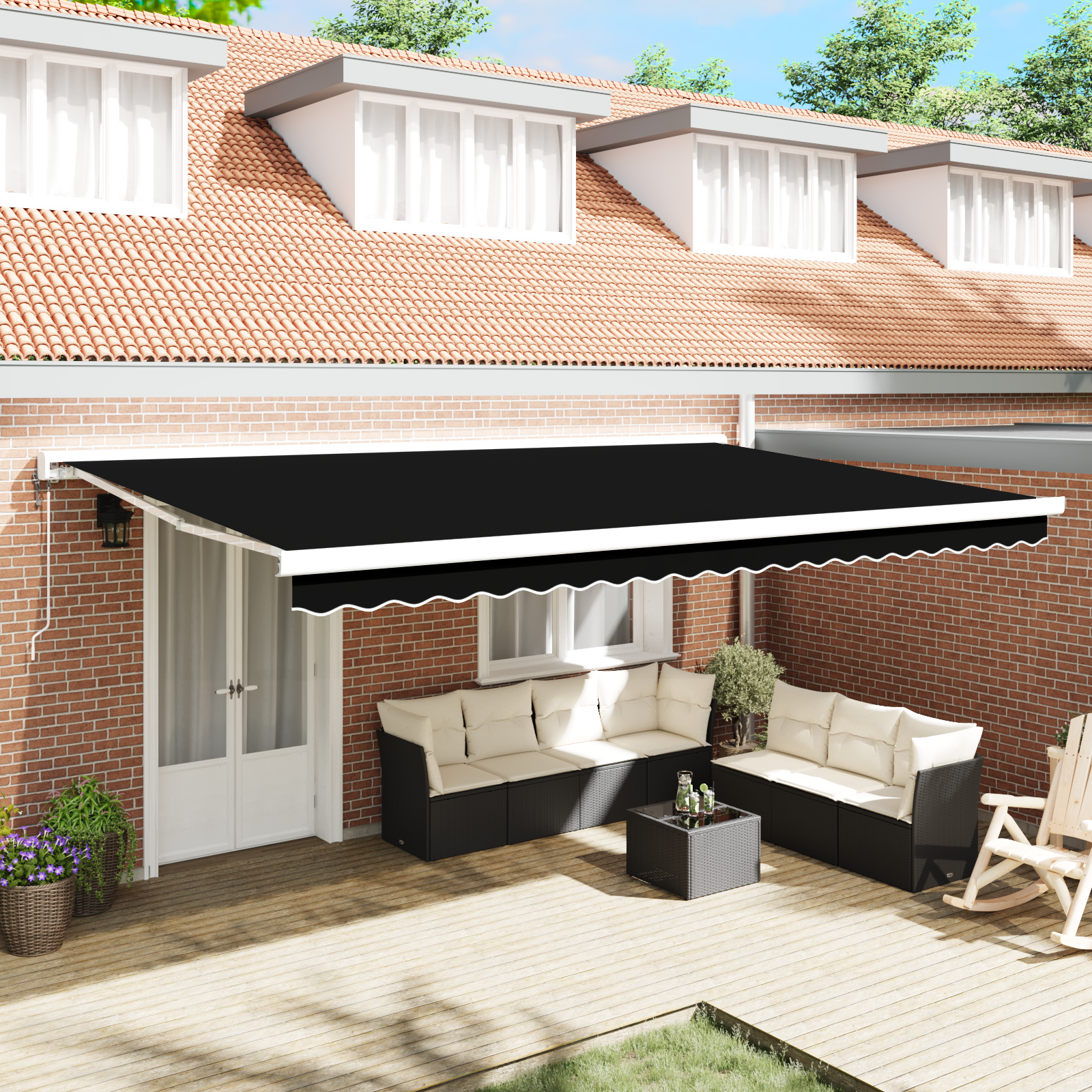 Automatisk Utrækkelig Markise Sort 500 X 300 Cm - hovedbillede