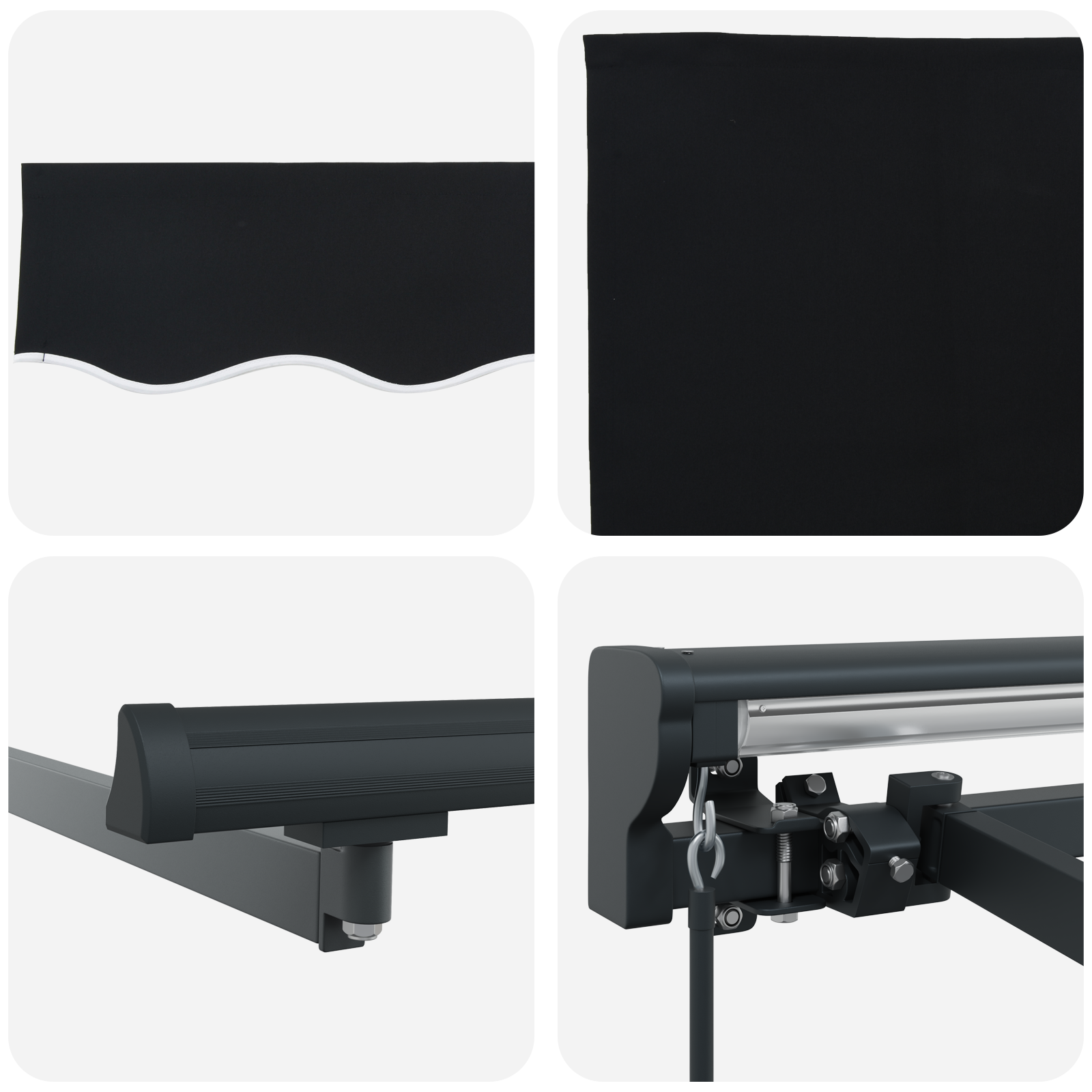 Utrækkelig Markise Sort 500x300 Cm Polyester og Aluminium - billede 8