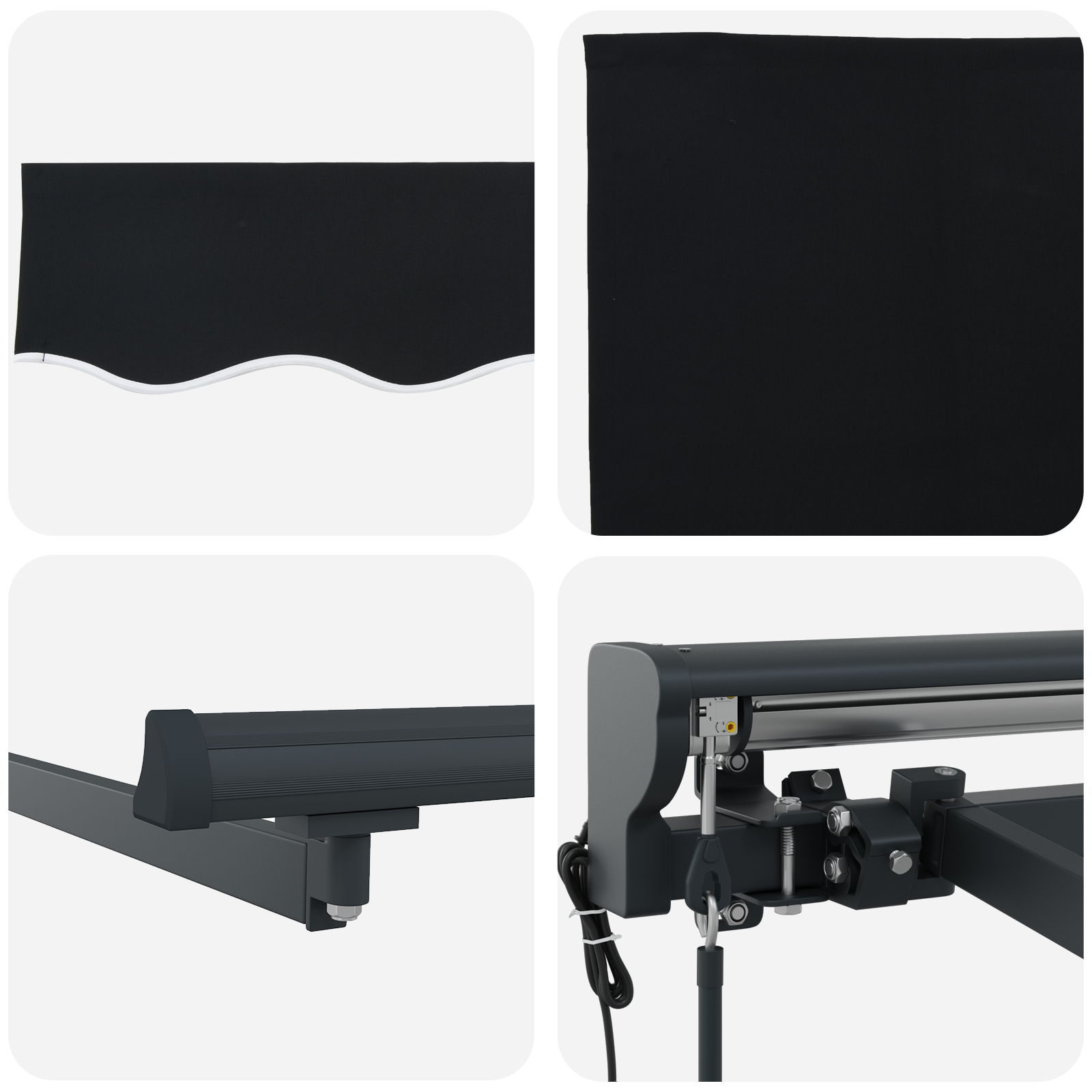 Utrækkelig Markise Sort 500x300 Cm Polyester og Aluminium - billede 8