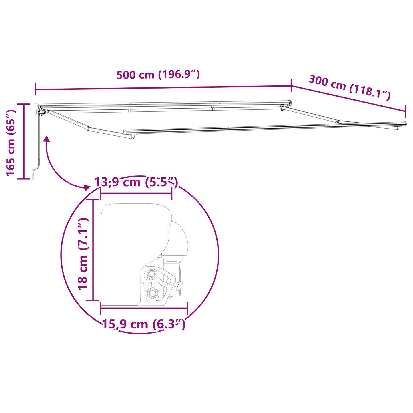 Utrækkelig Markise Hvid 500x300 Cm - billede 11