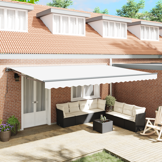 Utrækkelig Markise Hvid 500x300 Cm Stof og Aluminium - hovedbillede