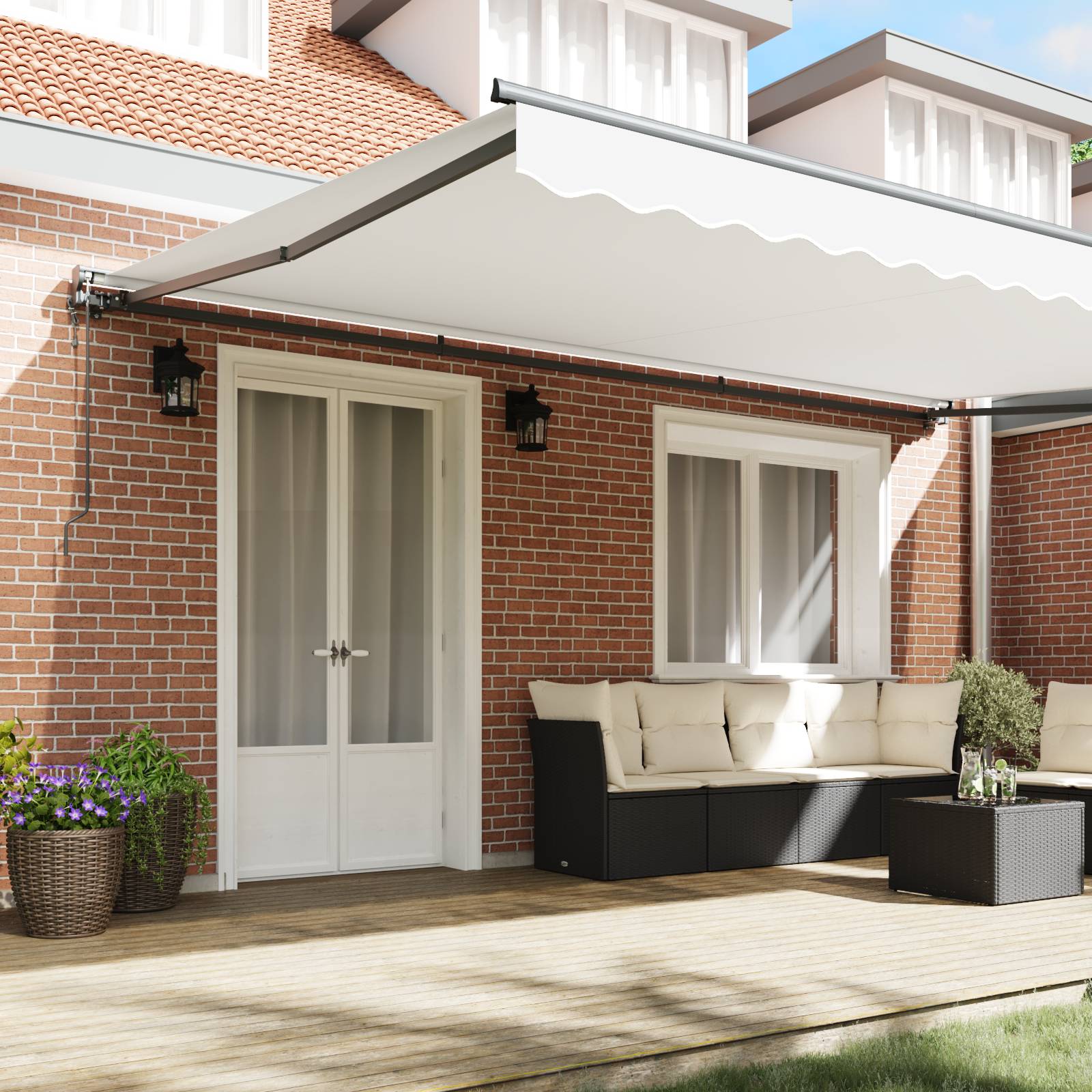 Utrækkelig Markise Hvid 500x300 Cm Stof og Aluminium - billede 3