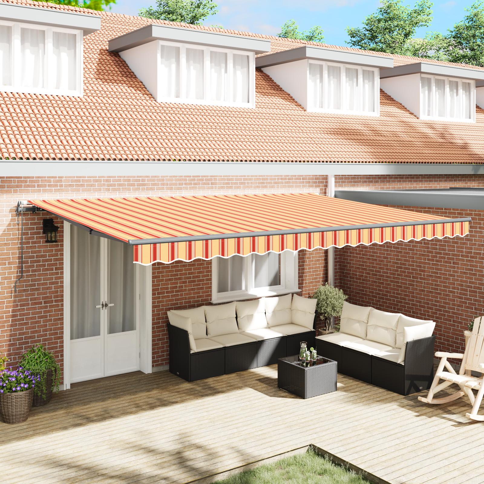 Automatisk Udtækkelig Markise Gul og Orange 500x350 Cm - hovedbillede