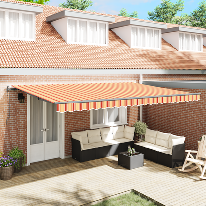 Automatisk Udtækkelig Markise Gul og Orange 500x350 Cm - hovedbillede