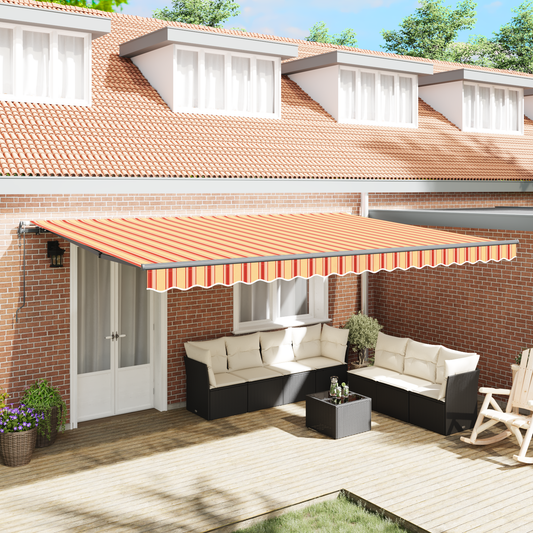 Automatisk Udtækkelig Markise Gul og Orange 500x350 Cm - hovedbillede