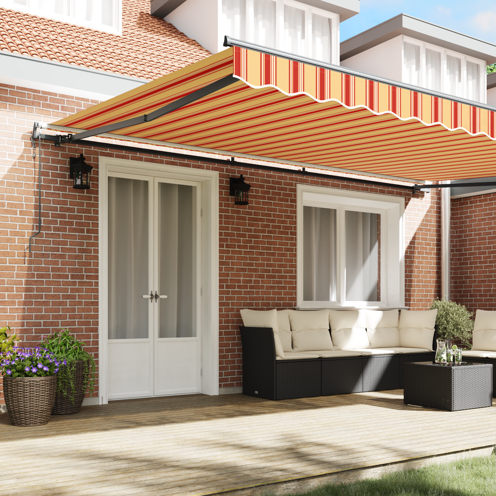 Automatisk Udtækkelig Markise Gul og Orange 500x350 Cm - billede 3