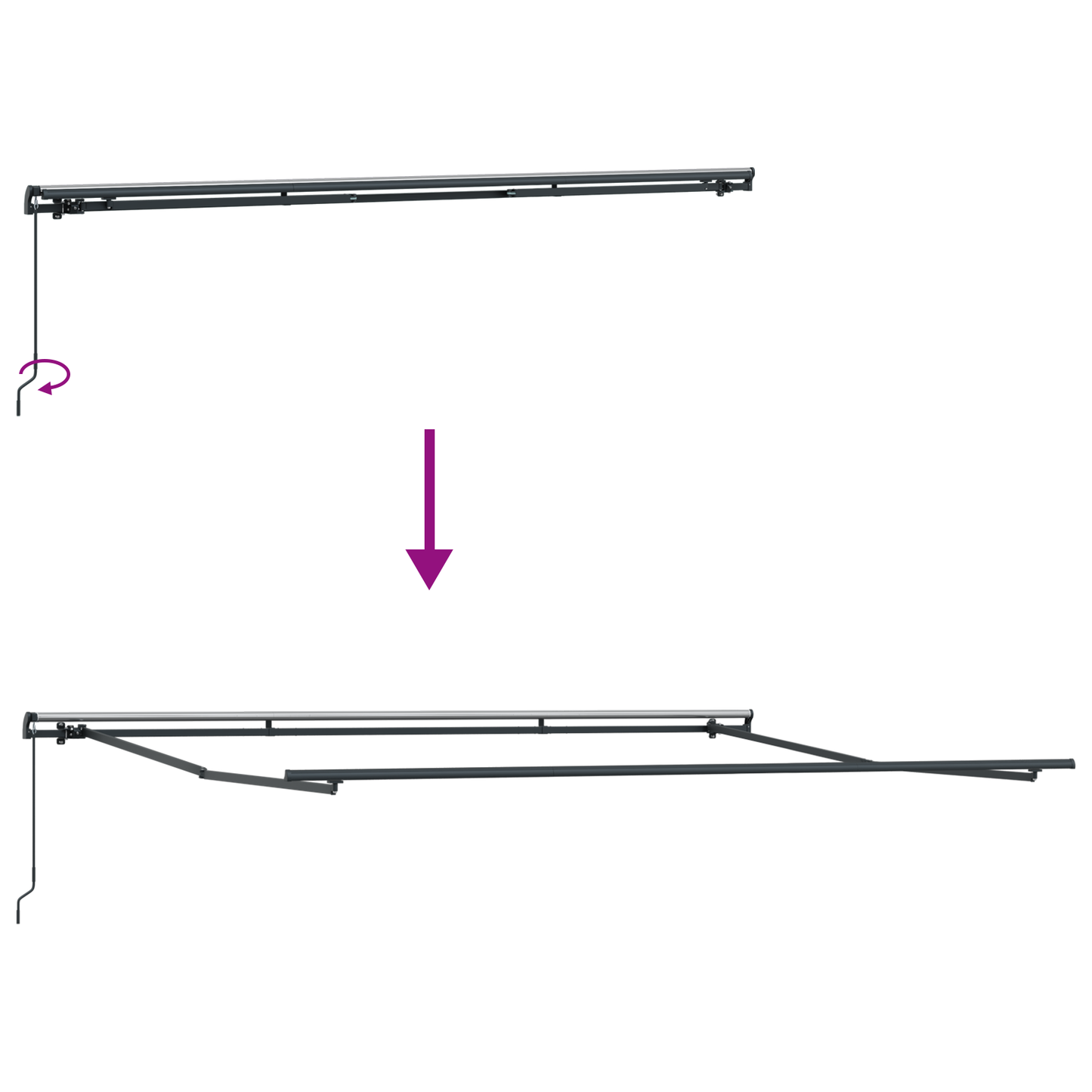 Manuel Utrækbar Markise Hvid 500x350 Cm - billede 9