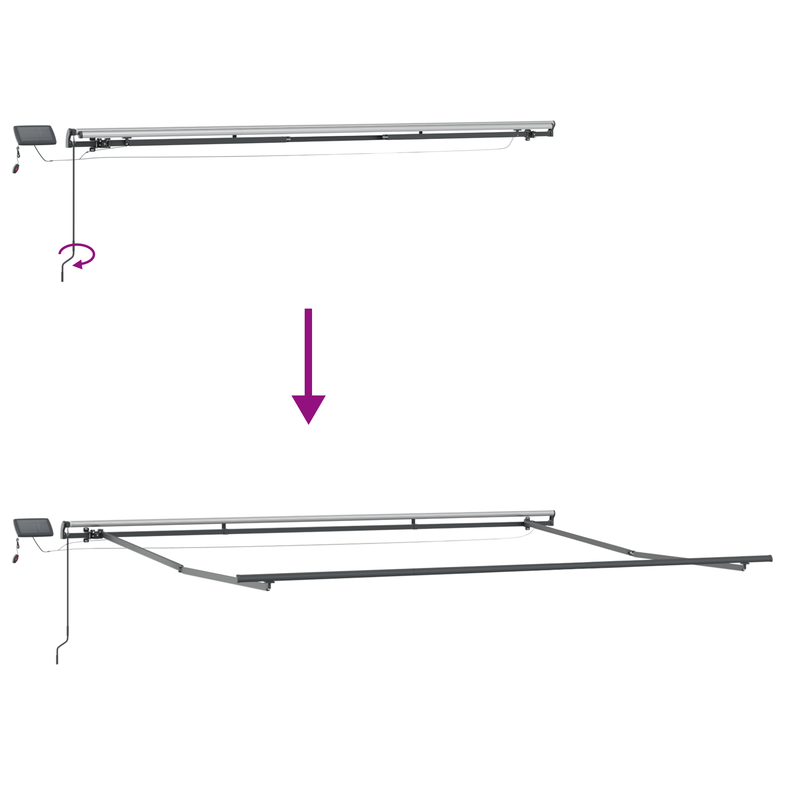 Manuel Udtækkelig Markise med Led Hvid 500x350 Cm&&markiseerstatningsstof til 5x3,5 M Ramme Hvid - billede 10