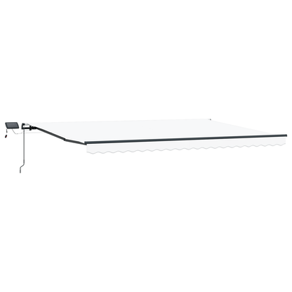Manuel Udtækkelig Markise med Led Hvid 500x350 Cm&&markiseerstatningsstof til 5x3,5 M Ramme Hvid - billede 4